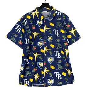 Tampa Bay Rays 20th Anniversary Hawaiian Button Down Shirt Men's‎ XL Multicolor